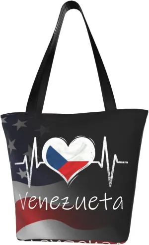 Czech Republic Flag Heartbeat Fashion Shoulder Bag Large Capacity For Man Or Woman