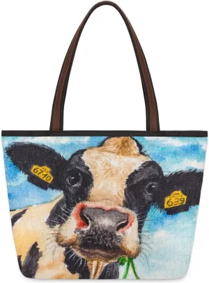 Dairy Cow Animal Tote Bag for Women Womens Handbags Tote Bags for Travel Beach Gym