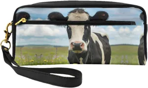Dairy Cow Print Portable Makeup Bag,Travel-Friendly Design,Versatile Mini Makeup Pouchtion