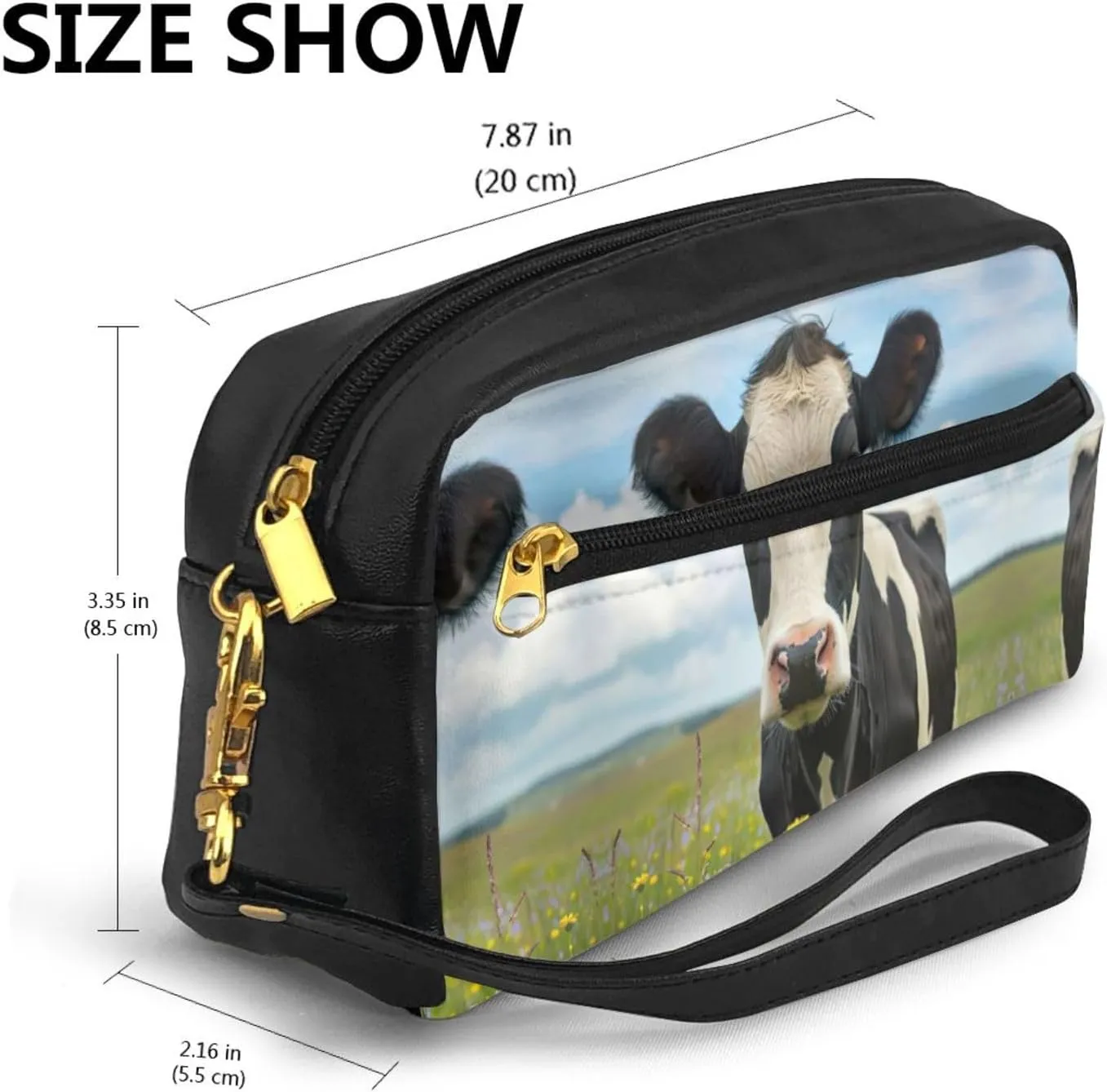Dairy Cow Print Portable Makeup Bag,Travel-Friendly Design,Versatile Mini Makeup Pouchtion