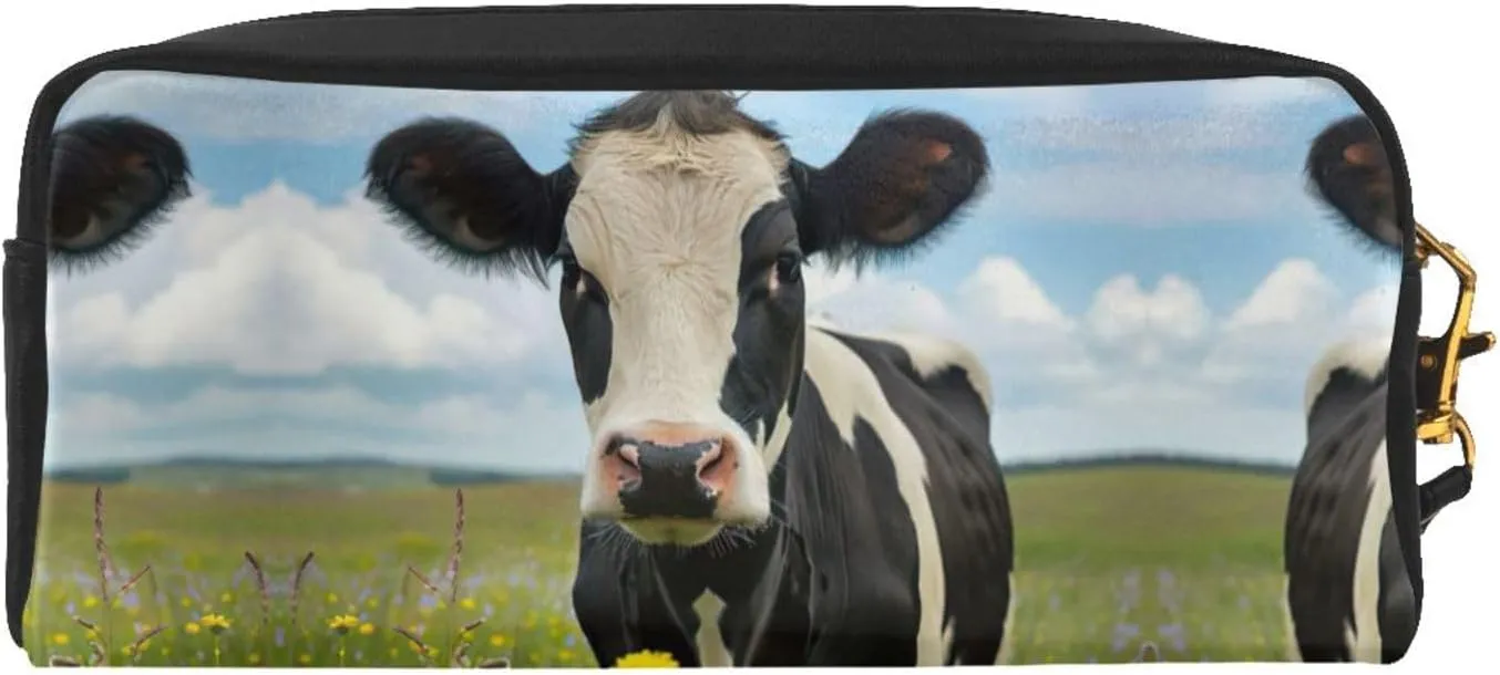 Dairy Cow Print Portable Makeup Bag,Travel-Friendly Design,Versatile Mini Makeup Pouchtion
