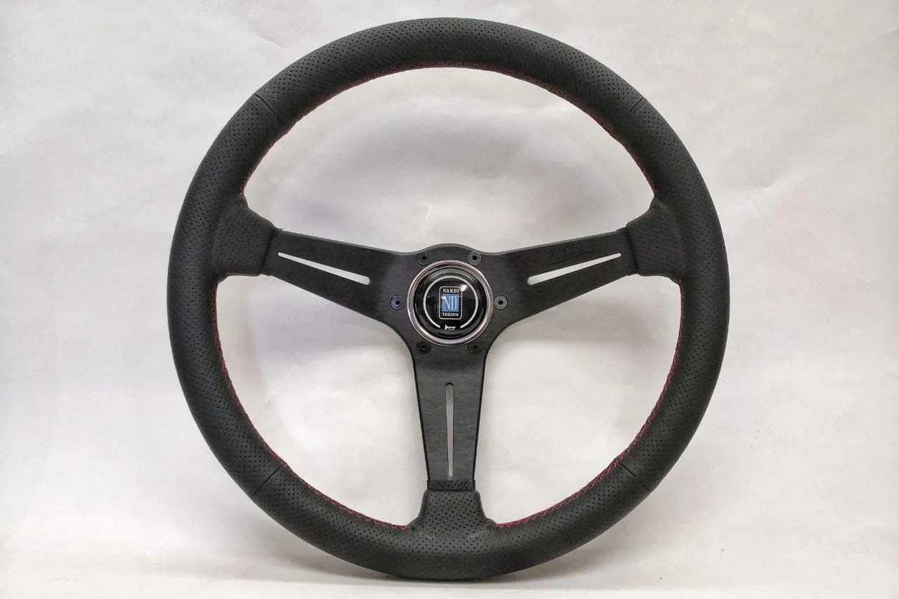 Deep Corn Steering Wheel 350mm (13.78 inches) Black Leather Red Stitching 6069.35.2093