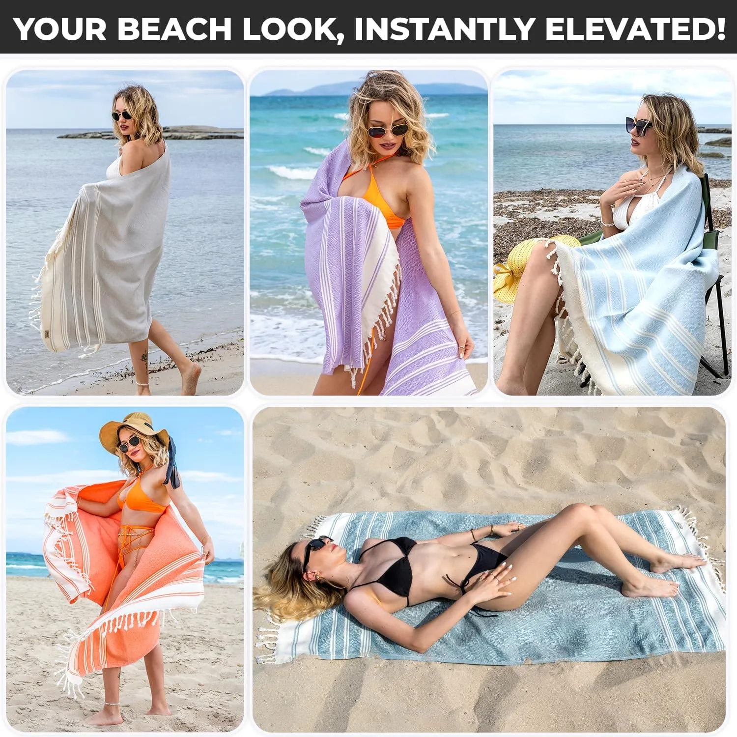 DEMMEX Organic Turkish Cotton Ultra Soft Bath and Beach Towel - Luxury Oversized Peshtemal for Bathroom and Beach - Lightweight, Quick-Drying, Sand Free - Prewashed, Diamond Weave, 71x36'' (Purple)