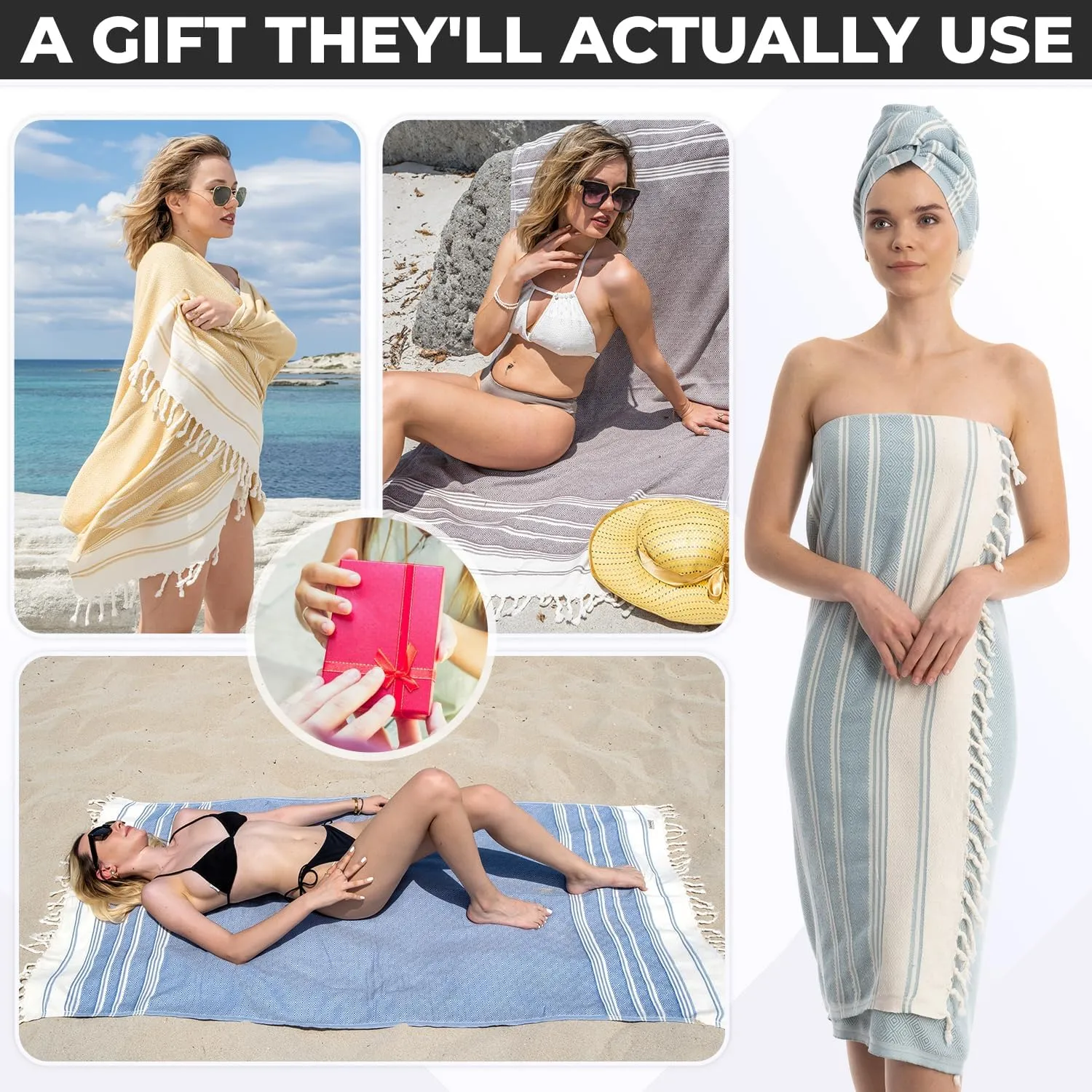 DEMMEX Organic Turkish Cotton Ultra Soft Bath and Beach Towel - Luxury Oversized Peshtemal for Bathroom and Beach - Lightweight, Quick-Drying, Sand Free - Prewashed, Diamond Weave, 71x36'' (Purple)