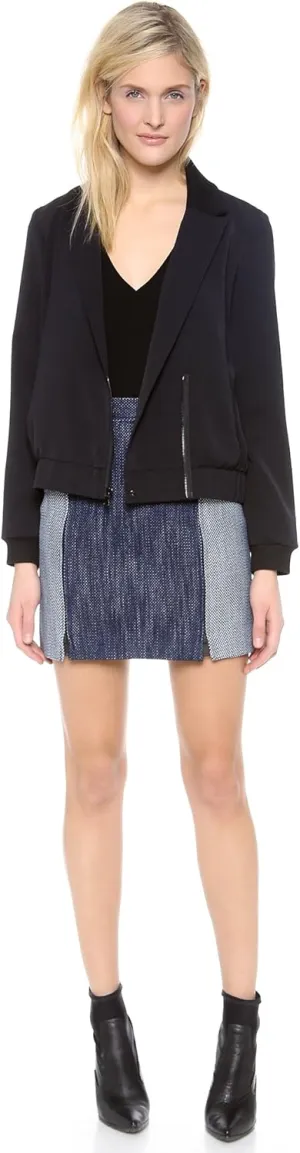 Denim Basketweave Zip Skirt (6)