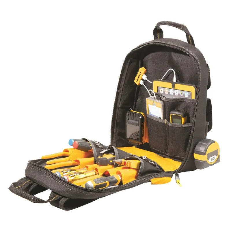 DeWalt 6 in. W X 19.75 in. H Ballistic Polyester Tool Charging Back Pack 23 pocket Black/Yellow 1 pc