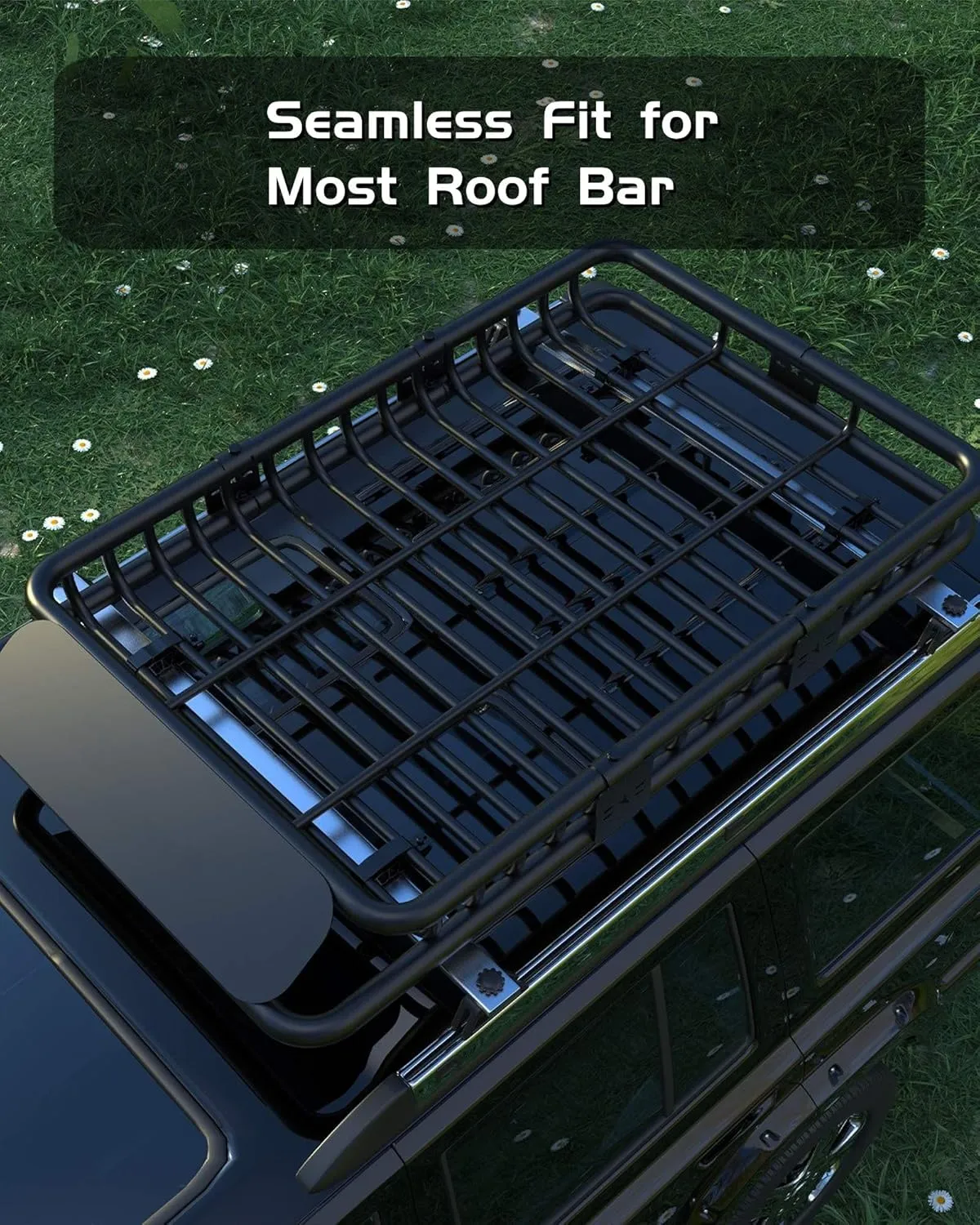 DEXSO 51" x 36" Universal Roof Rack Carrier Basket, 200 Lbs Capacity Roof Cargo Basket with Extension Luggage Holder Basket Heavy Duty for SUVs, Trucks, Vehicles