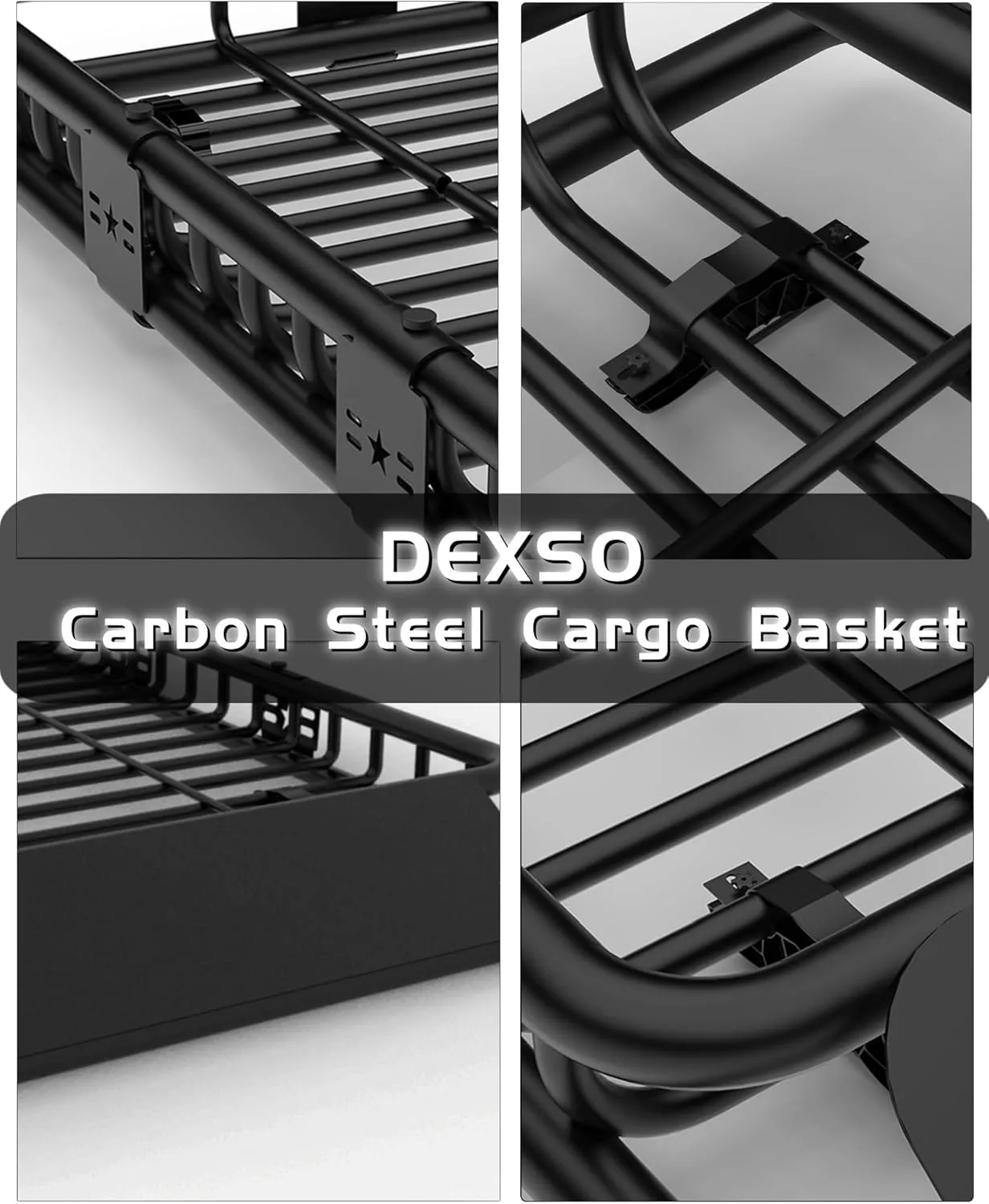 DEXSO 51" x 36" Universal Roof Rack Carrier Basket, 200 Lbs Capacity Roof Cargo Basket with Extension Luggage Holder Basket Heavy Duty for SUVs, Trucks, Vehicles