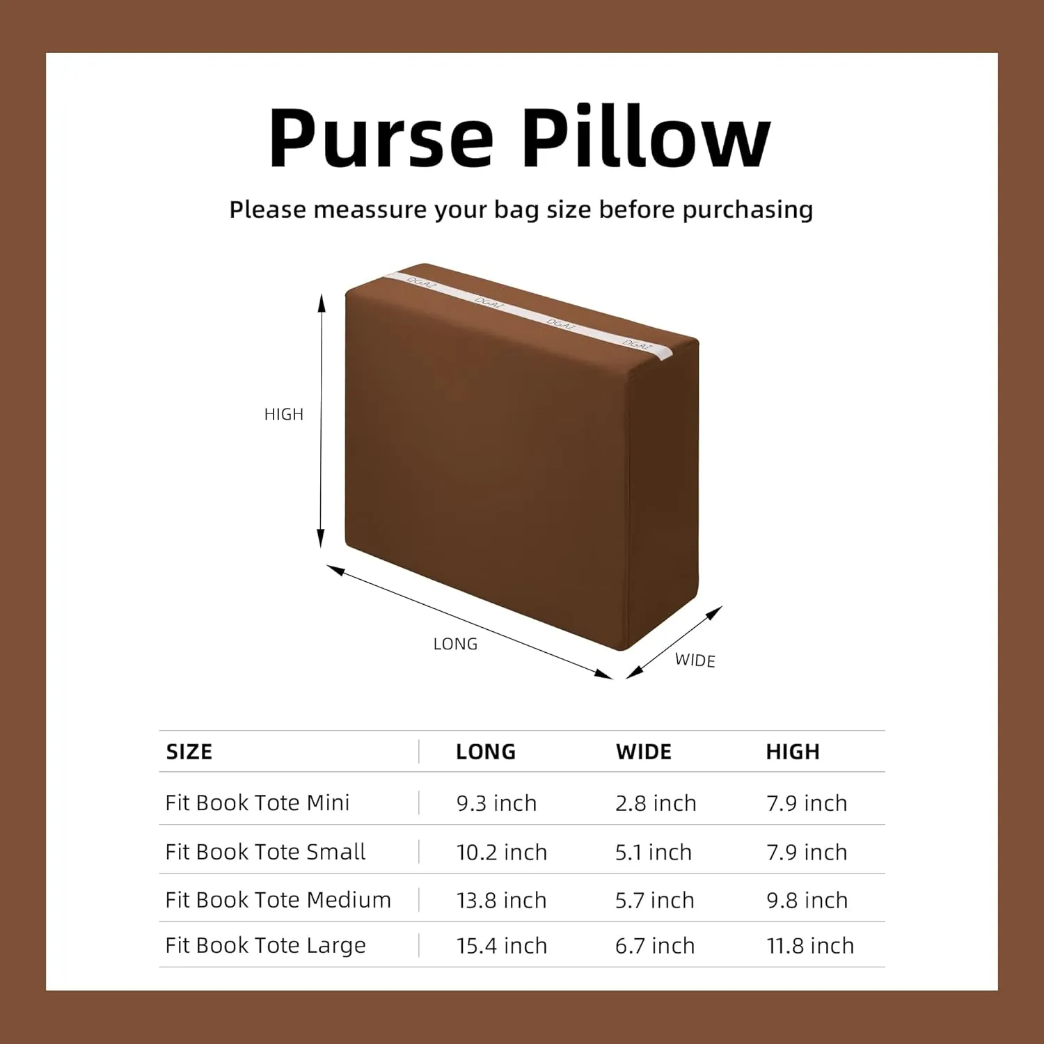 DGAZ Purse Pillow Insert for Dior Book Tote bags, Memory Foam, Silky Pillow Shaper for Luxury Handbags(Gold,Medium)