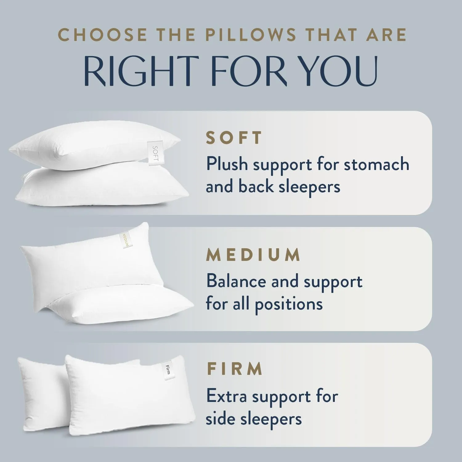 Digital Decor 100% Cotton Hotel Pillows, U.S. Made Hypoallergenic Pillows with Down Alternative Fiber Fill for Side & Back Sleepers, Set of 2, Three Comfort Levels, (Soft, Medium, Firm) Medium