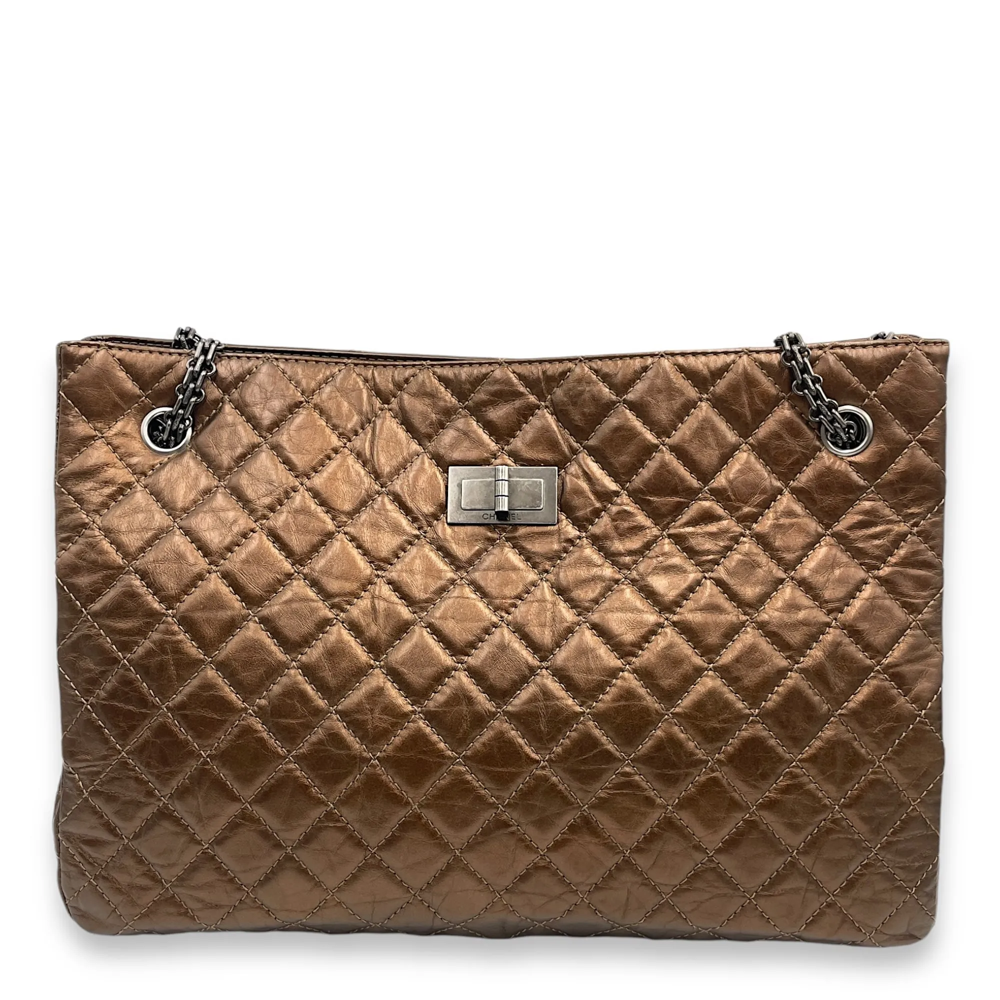 Digital-first Shopping Brass Ruthenium-finish 36x25x9cm Leather, Distressed Shockproof hardware in Bag Reissue Tote Shoulder Brown