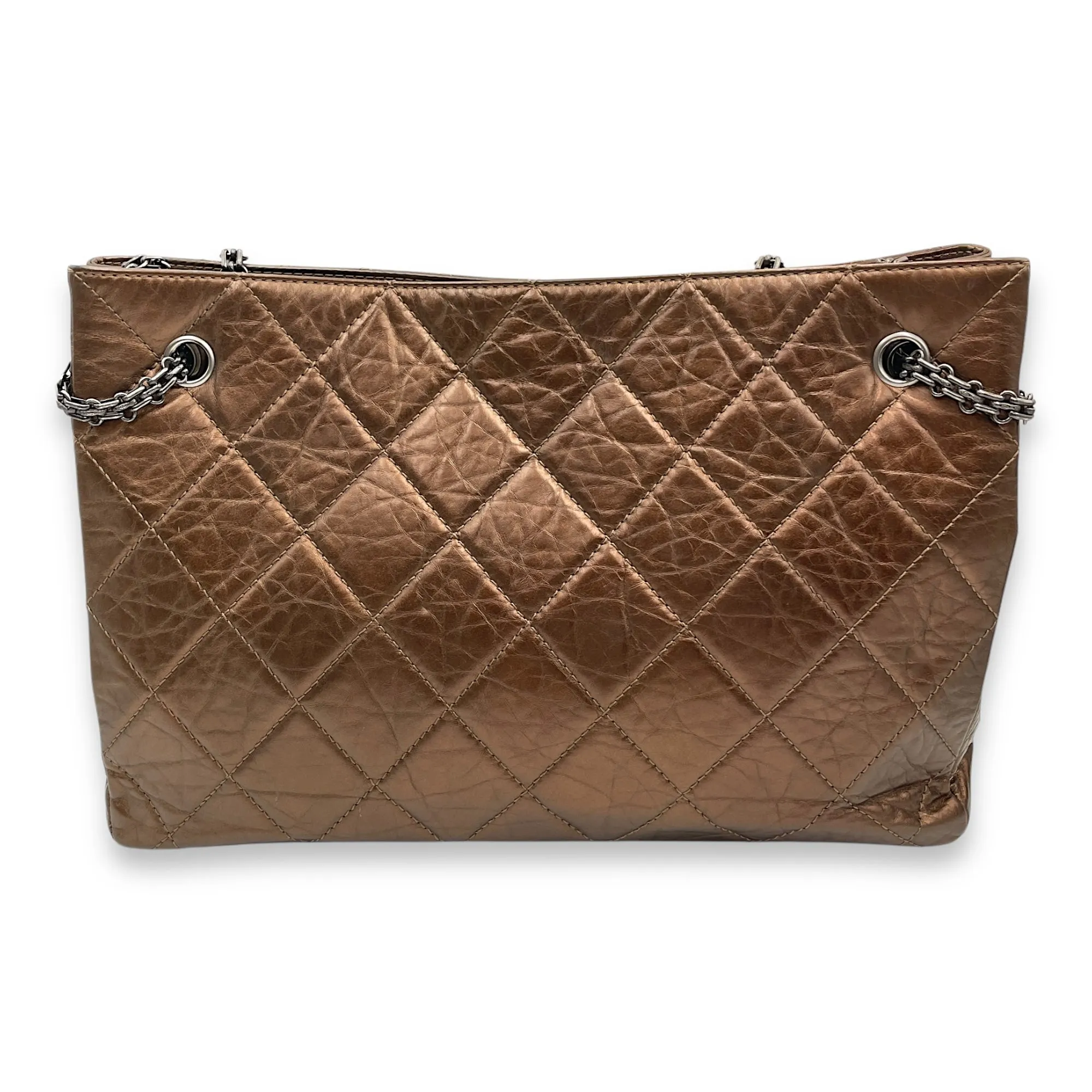 Digital-first Shopping Brass Ruthenium-finish 36x25x9cm Leather, Distressed Shockproof hardware in Bag Reissue Tote Shoulder Brown