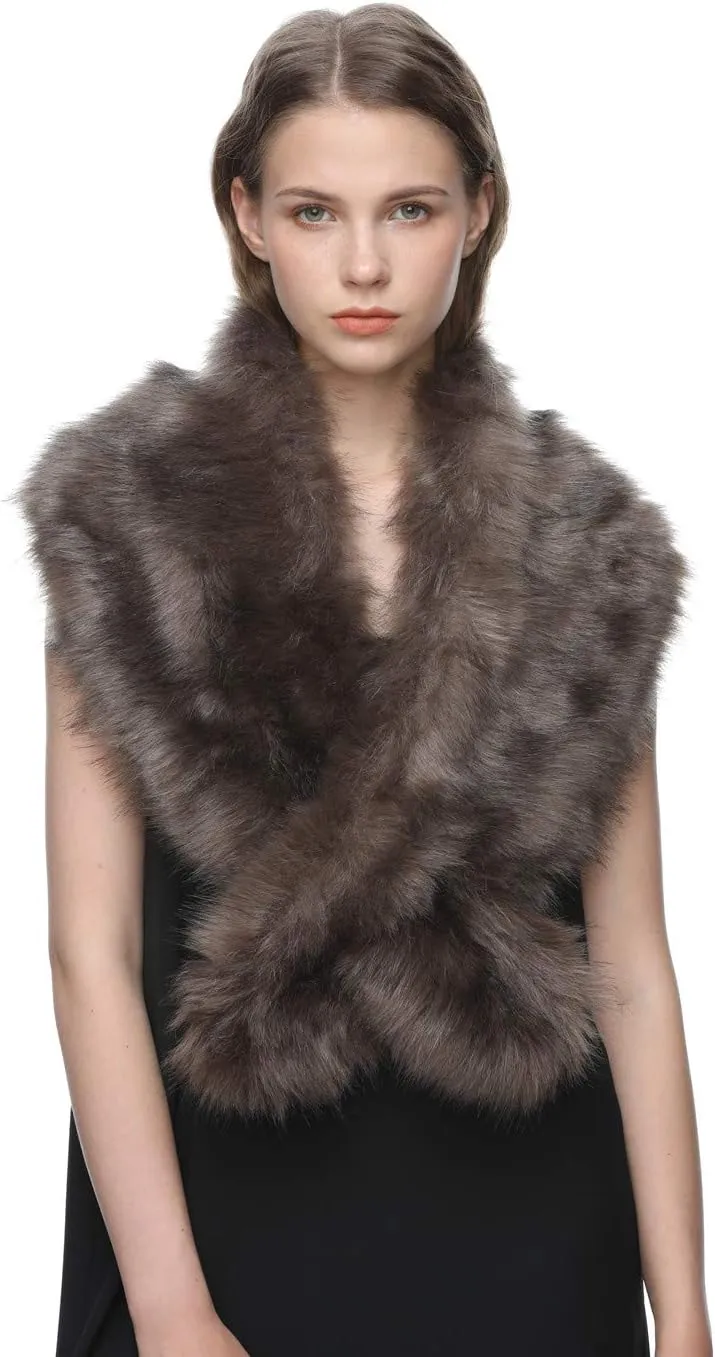 Dikoaina Extra Large Women's Faux Fur Collar for Winter Coat
