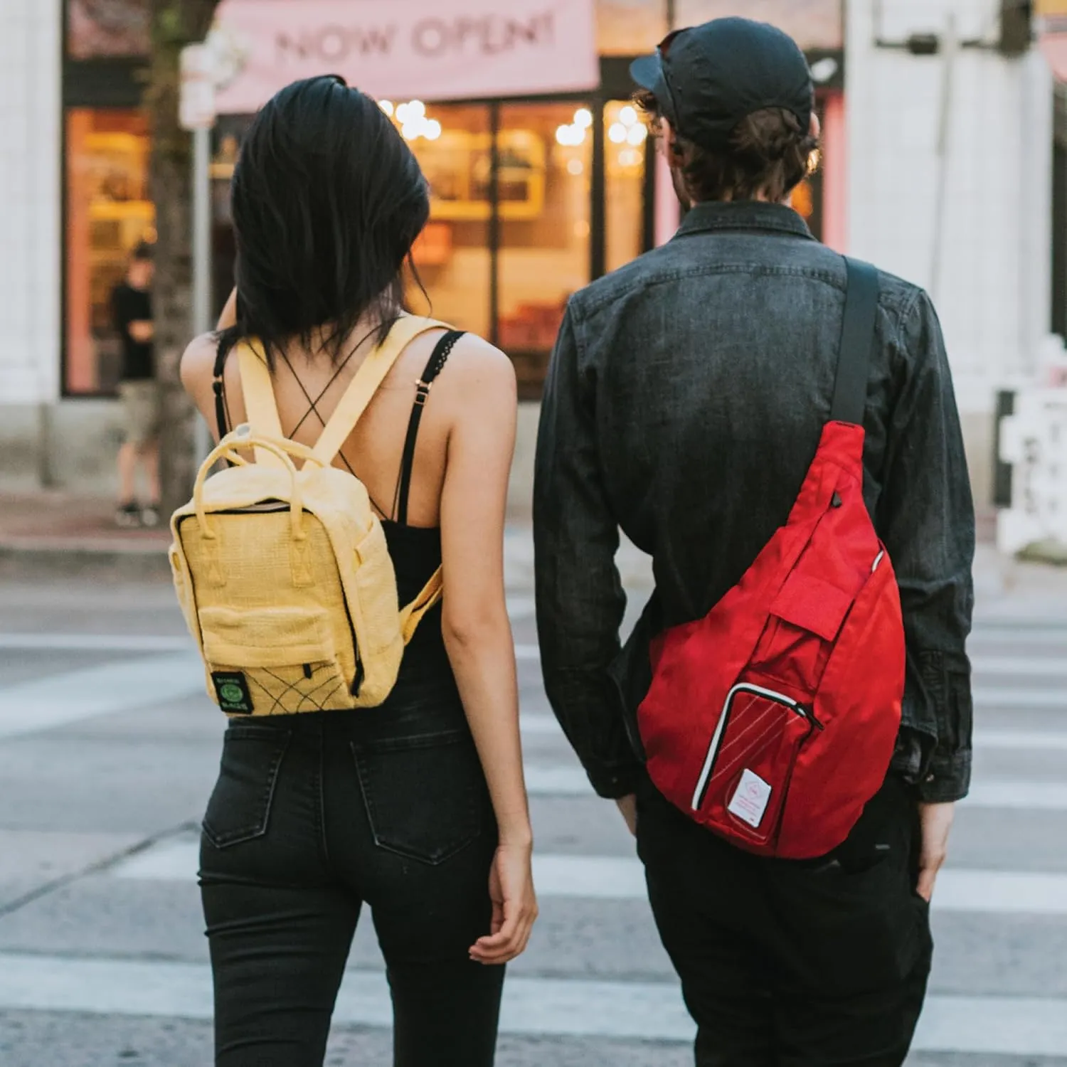 DIME BAGS Hot Box Mini Backpack | Multi Pocket Small Backpack made of Premium Hemp and Recycled Materials | Travel Bag (Black)