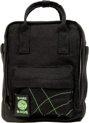 DIME BAGS Hot Box Mini Backpack | Multi Pocket Small Backpack made of Premium Hemp and Recycled Materials | Travel Bag (Black)