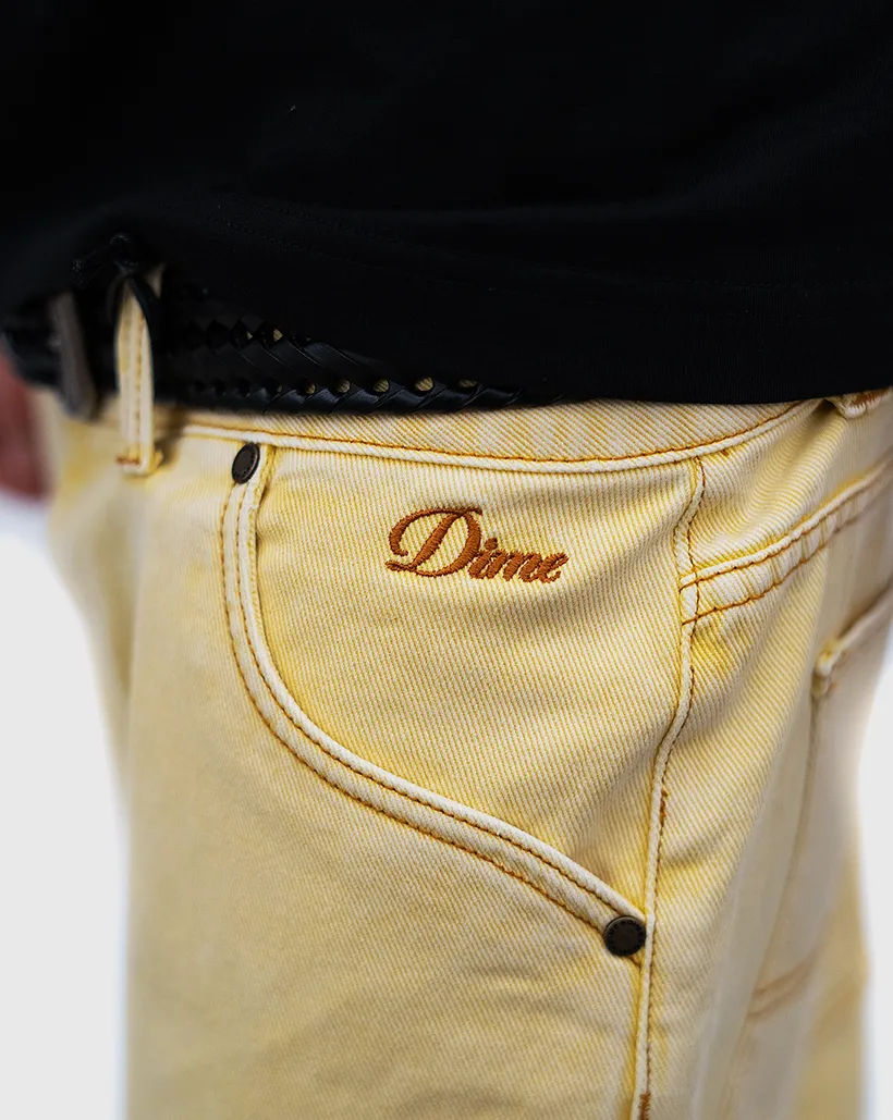Dime Carpenter Denim Shorts - Lemon