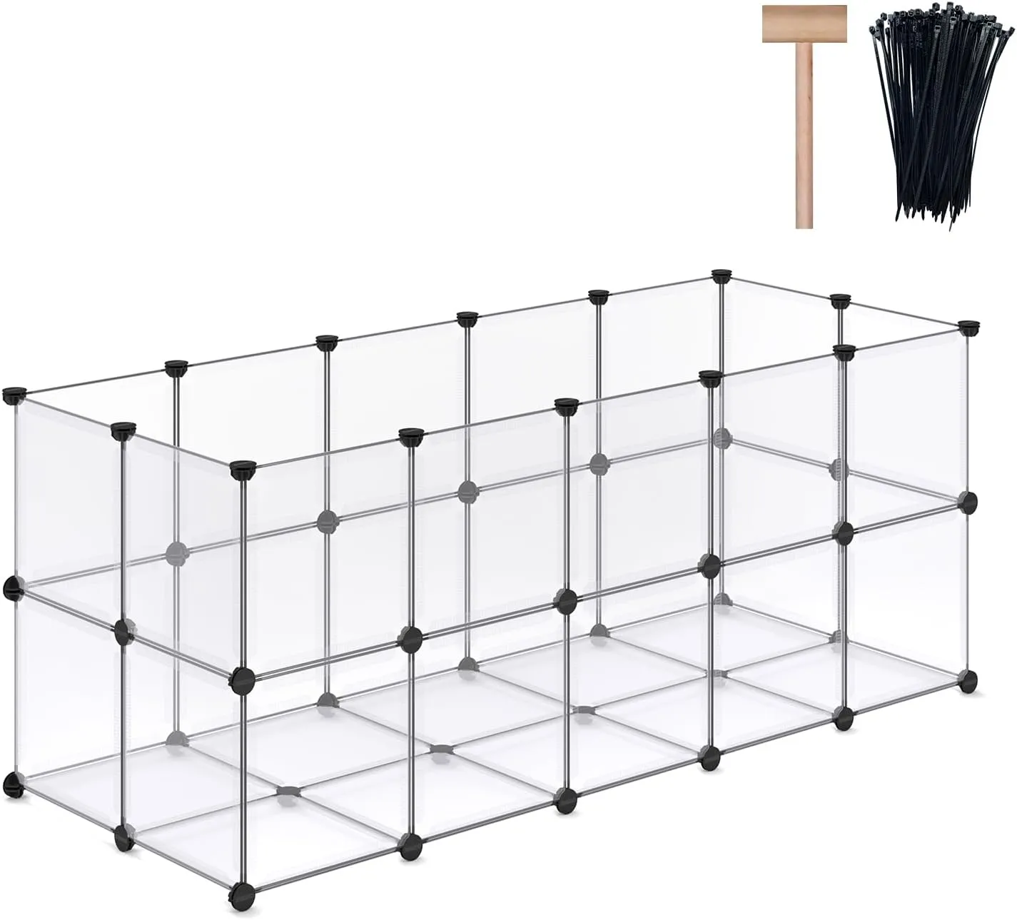 DINMO Guinea Pig Cages with Floor, Puppy Playpen, Small Animal Playpen for Rabbit, Bunny, Ferret, Hedgehog, DIY, Expanded, Portable, Exercise Fence, 61.2 x 24.8 x 24.8inch