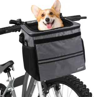Dog Bike Basket, Pet Bicycle Carrier, Dog Car Seat with Safety Rope, Adjustable Shoulder Strap Portable Breathable Bicycle Basket Bag for Dogs and Cats Up to 15lbs (Starry Sky Color)