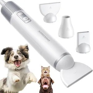 Dog Blow Dryer for Pet Grooming Handheld Lightweight Dog Cat Hair Dryer 3 Speeds 4 Temp, Portable 3HP High Velocity Pet Blower Quiet Dryer for Travel Campaign Home, with 3 Nozzles, White