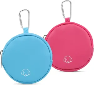 Dog Treat Pouch Small Bag,2PCS Pet Walking Bag for Dog and Cat,Pocket Size,Improved Advanced Materials,Moisture-proof,easy to clean,Dog Walking Accessories,Portable Training Bag (Rose Red & Lake Blue)