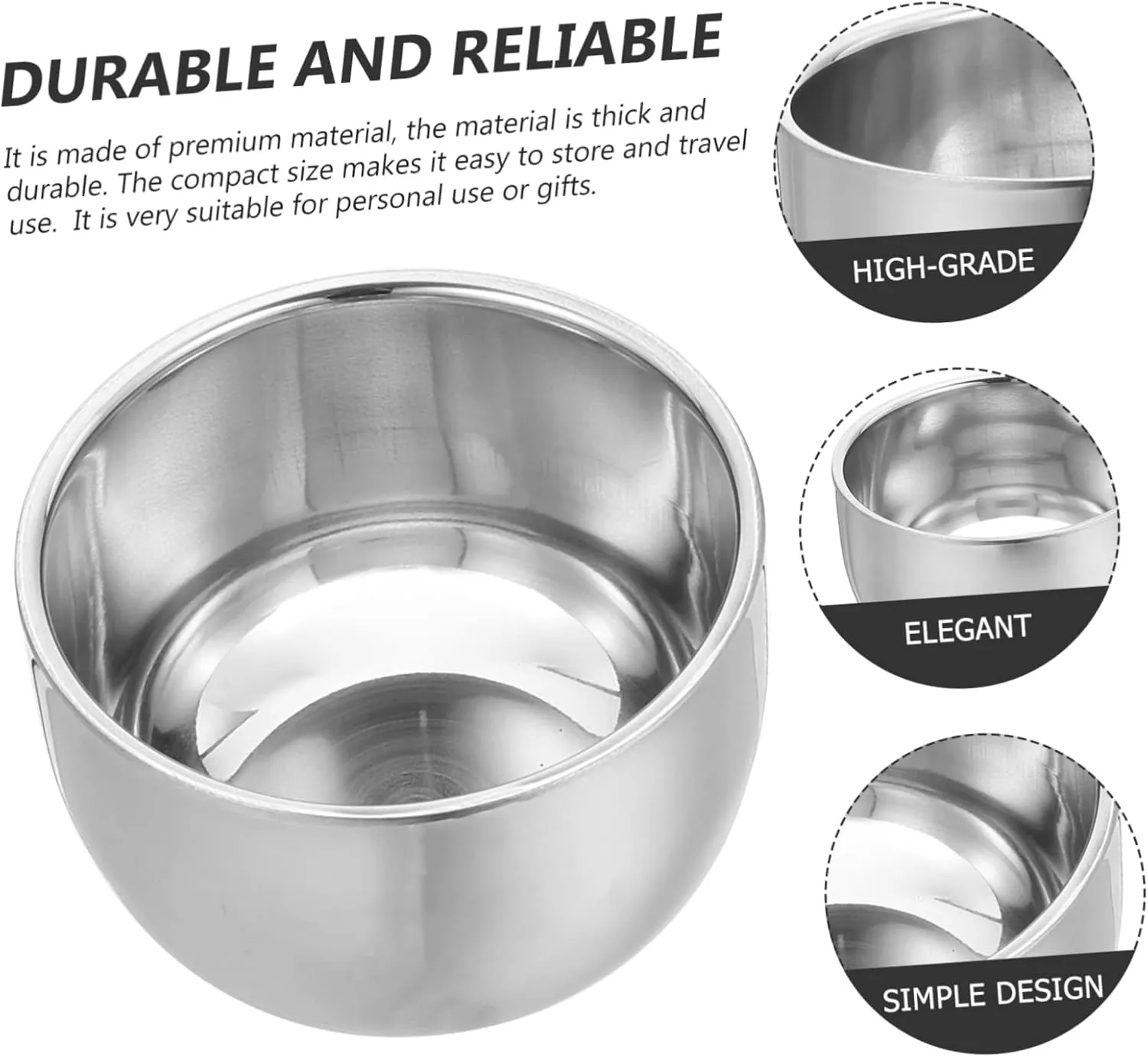 DOITOOL 4pcs Shaving Bowl Men Supply Large Capacity Shaving Mug Professional Shaving Bowl Smooth Surface Safe Material for Home and Travel