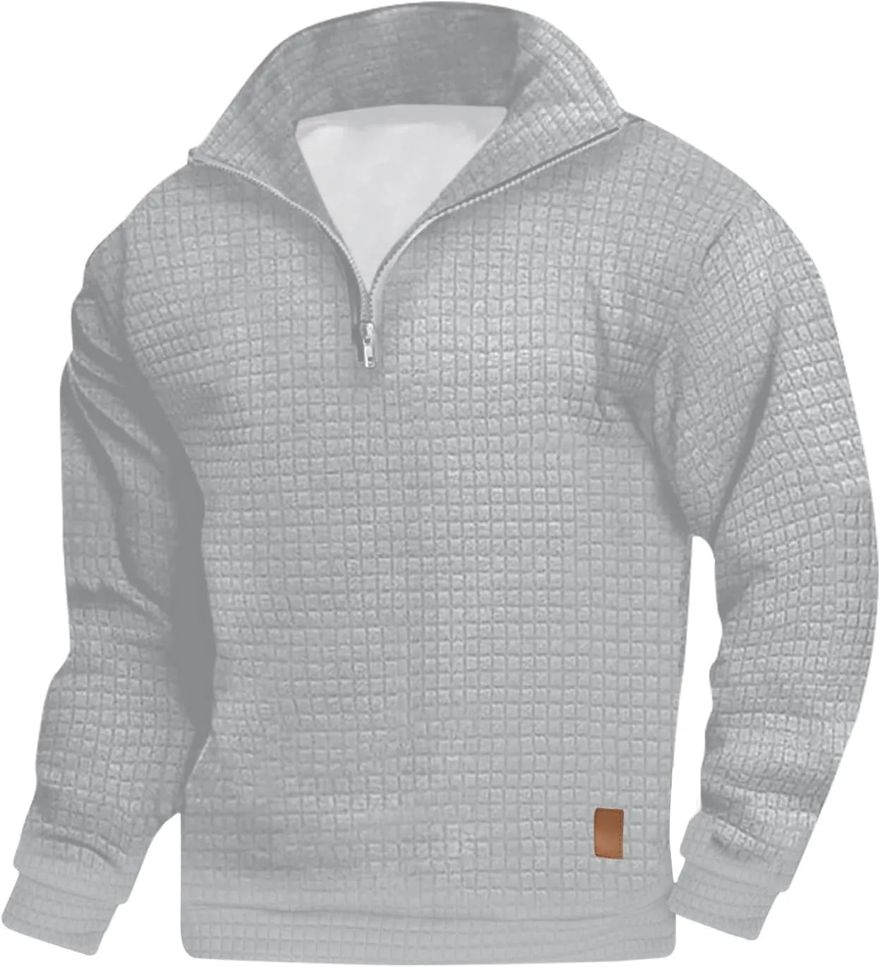 DOLKFU Sweatshirts for Men 1/4 Zipper Solid Color Waffle Pullover Hoodies Long Sleeve Loose Fit Casual Sweatshirt