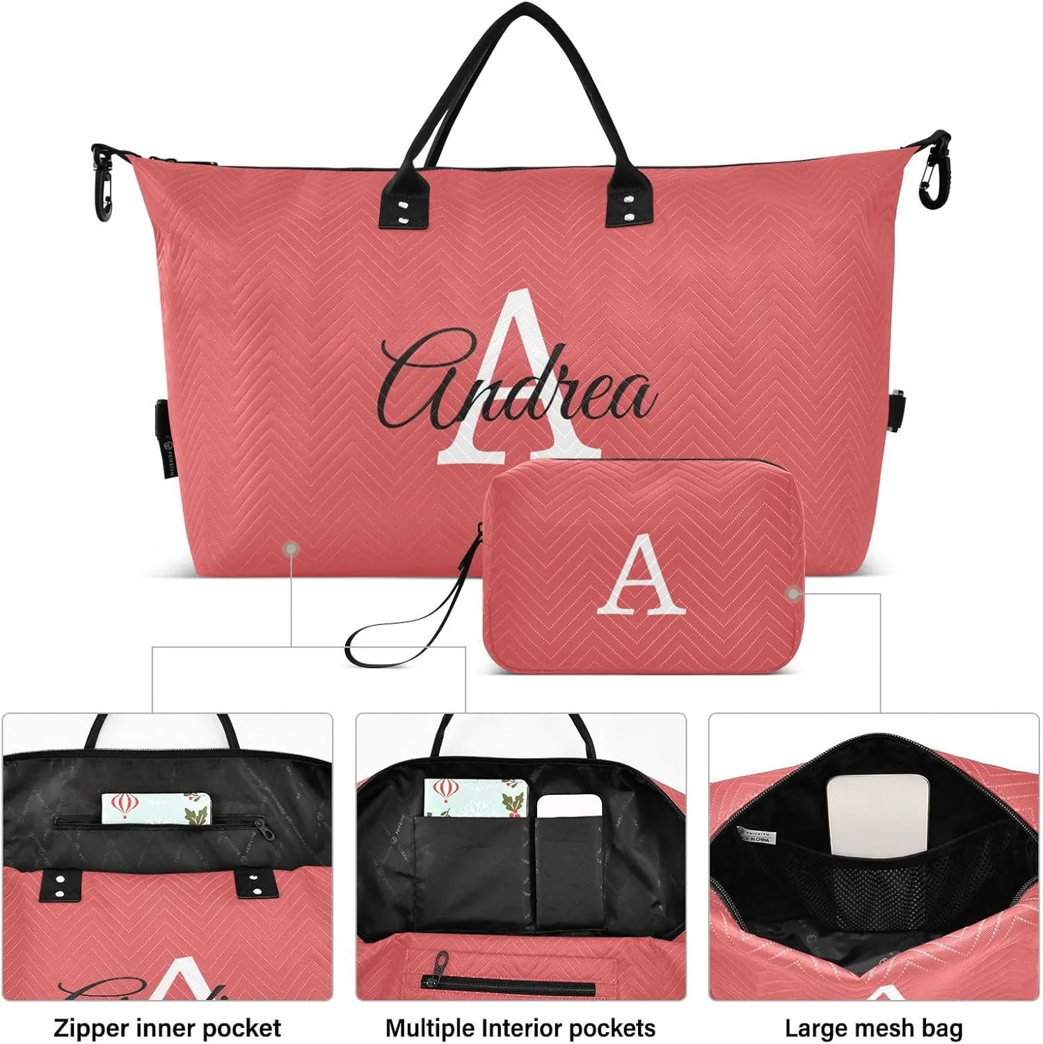 DOMIKING Color Personalized Duffel Bag Weekender Overnight Bags for Women Men Custom Travel Bag for Travel, 2 Pcs