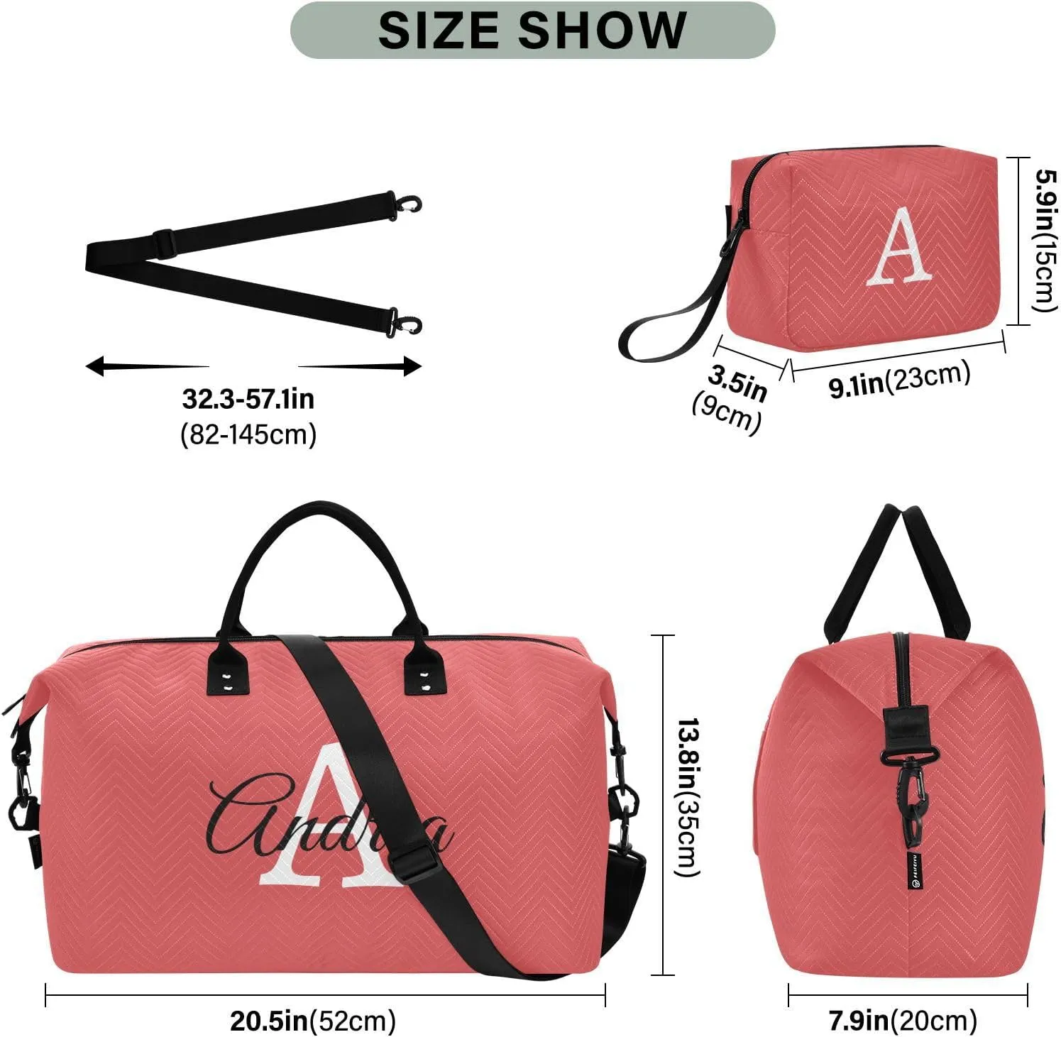 DOMIKING Color Personalized Duffel Bag Weekender Overnight Bags for Women Men Custom Travel Bag for Travel, 2 Pcs