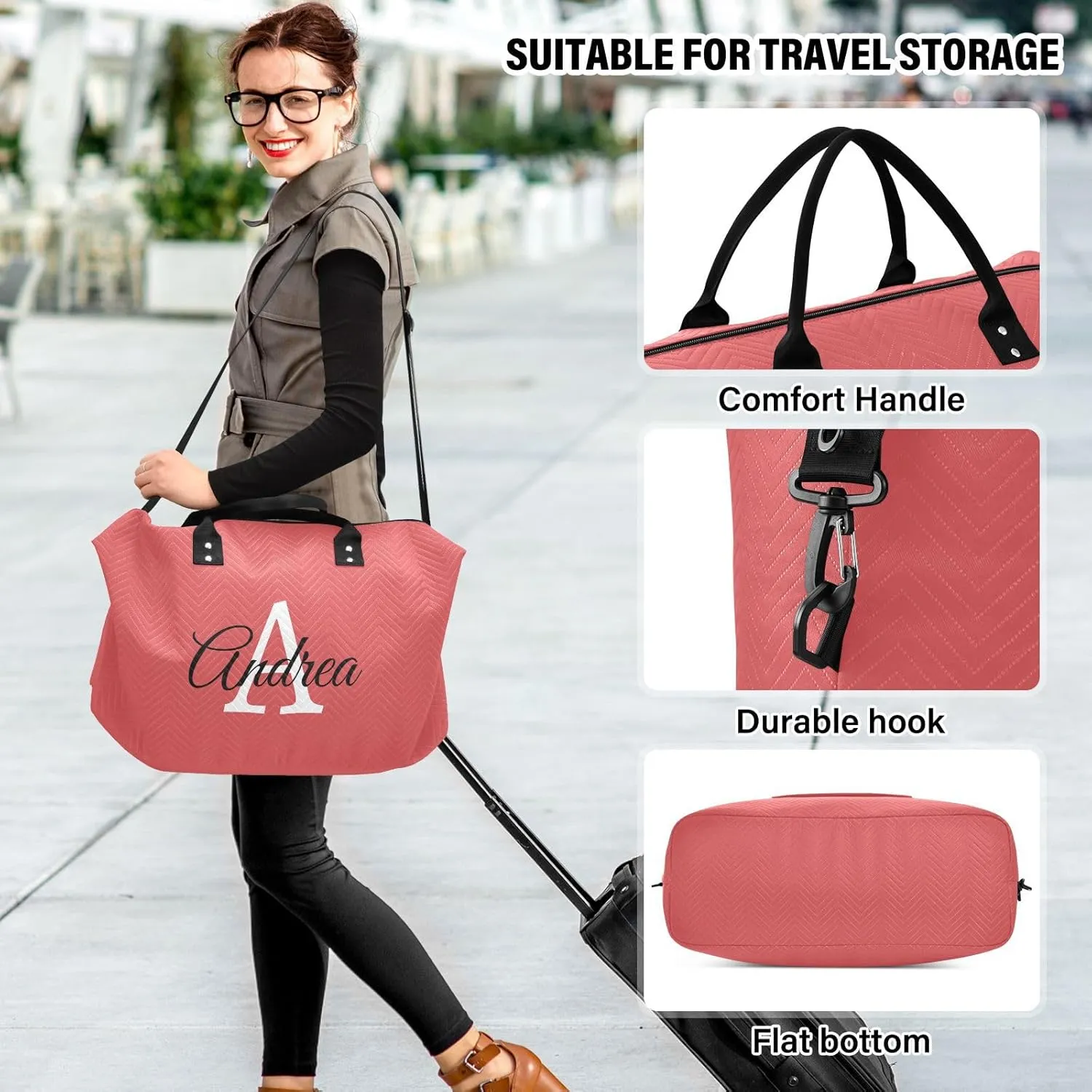 DOMIKING Color Personalized Duffel Bag Weekender Overnight Bags for Women Men Custom Travel Bag for Travel, 2 Pcs