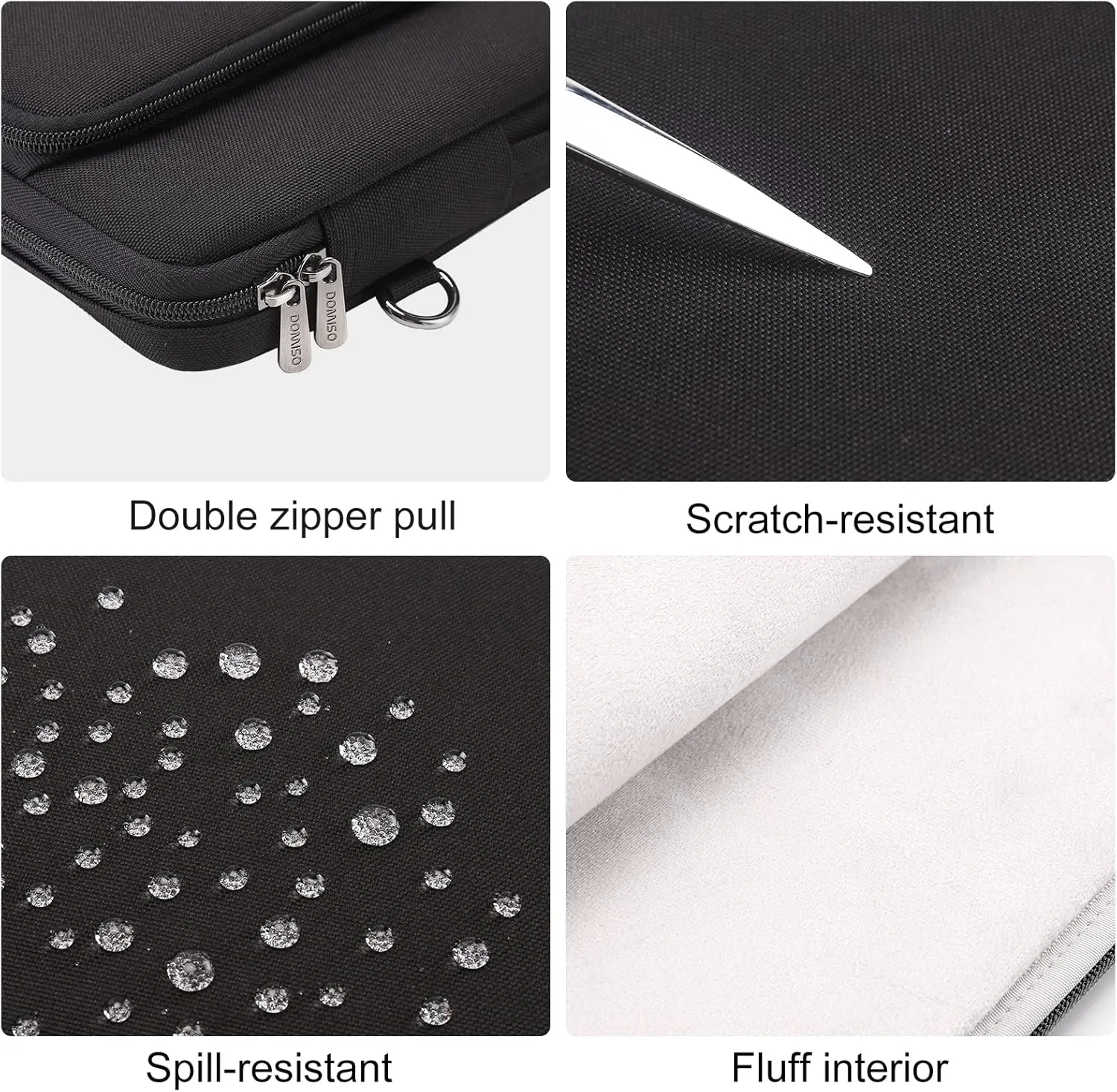 DOMISO 15.6 Inch Laptop Bag Cover Waterproof Notebook Shockproof Sleeve Case Shoulder Bag Protective Cover for 15.6" HP 15/ThinkPad E575/Dell/Lenovo IdeaPad S510/Dell XPS 15,Black