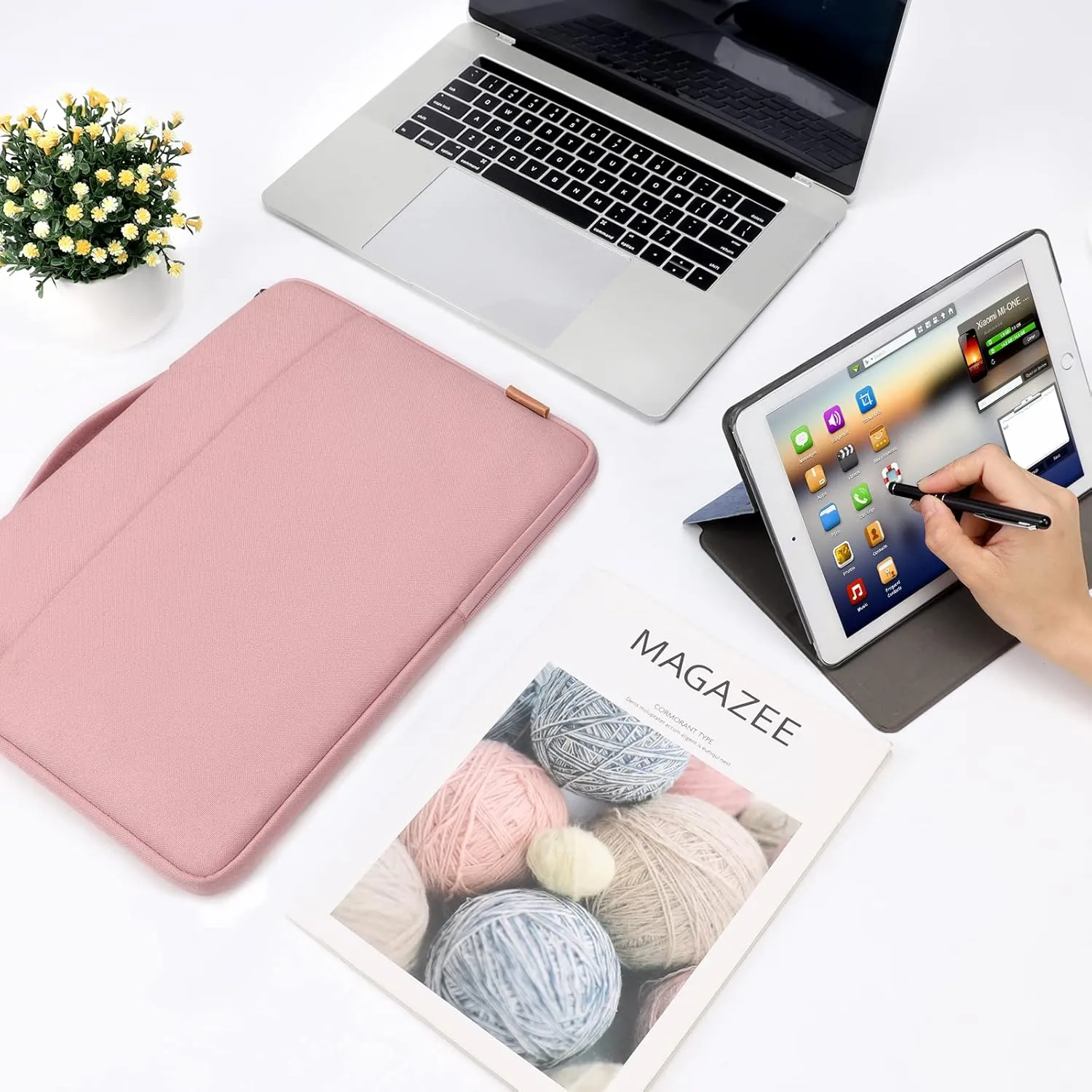 DOMISO 15.6 Inch Laptop Bag Cover Waterproof Shockproof Notebook Protective Sleeve Case Shoulder Bag Cover for 15.6" HP 15/ThinkPad E575/IdeaPad S510/Dell Alienware 15/Dell XPS 15,Pink