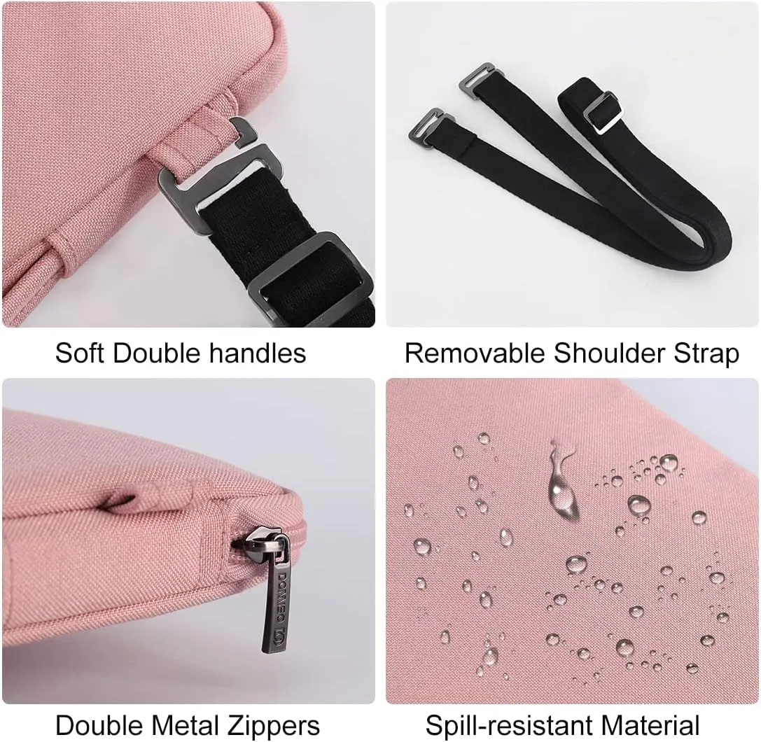 DOMISO 15.6 Inch Laptop Bag Cover Waterproof Shockproof Notebook Protective Sleeve Case Shoulder Bag Cover for 15.6" HP 15/ThinkPad E575/IdeaPad S510/Dell Alienware 15/Dell XPS 15,Pink
