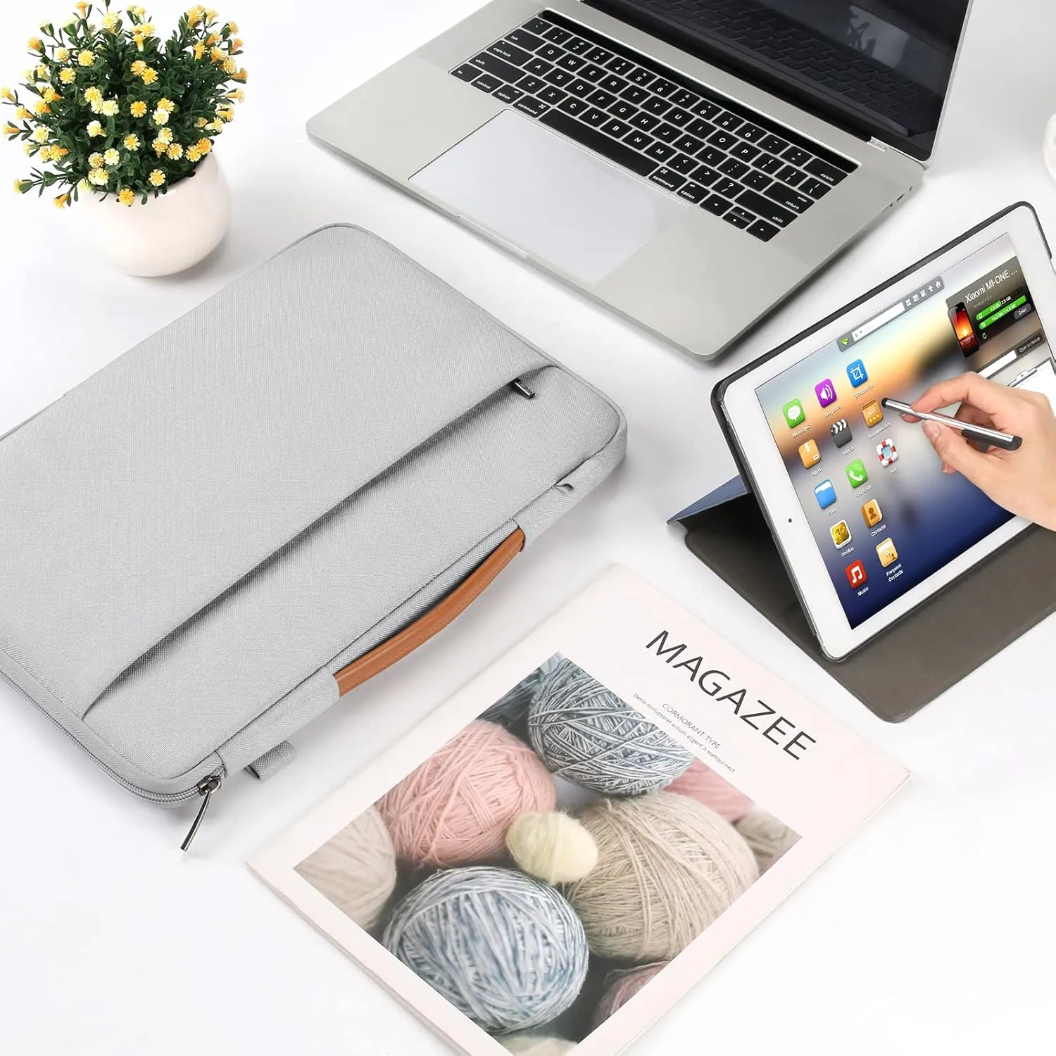 DOMISO 15.6 Inch Laptop Bag Cover Waterproof Shockproof Notebook Sleeve Case Shoulder Bag Protective Cover for 15.6" HP 15/ThinkPad E575/IdeaPad S510/Dell XPS 15,Grey