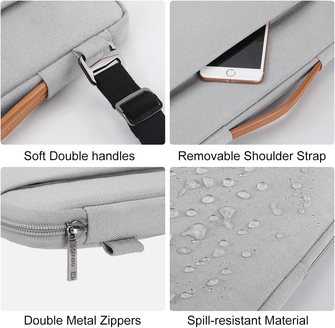DOMISO 15.6 Inch Laptop Bag Cover Waterproof Shockproof Notebook Sleeve Case Shoulder Bag Protective Cover for 15.6" HP 15/ThinkPad E575/IdeaPad S510/Dell XPS 15,Grey
