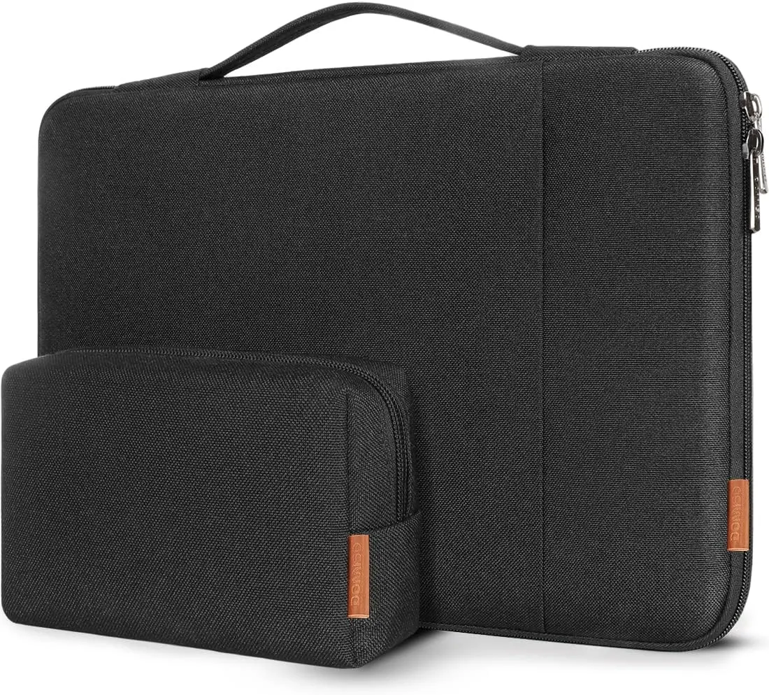 DOMISO 15.6 inch Laptop Sleeve Case Water Resistant Shockproof Protective Computer Bag for 15.6" Notebook/Lenovo IdeaPad ThinkPad/Dell XPS 15/HP Pavilion 15 Envy 15/Asus with Accesory Bag, Black