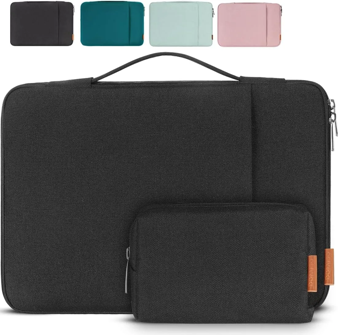 DOMISO 15.6 inch Laptop Sleeve Case Water Resistant Shockproof Protective Computer Bag for 15.6" Notebook/Lenovo IdeaPad ThinkPad/Dell XPS 15/HP Pavilion 15 Envy 15/Asus with Accesory Bag, Black