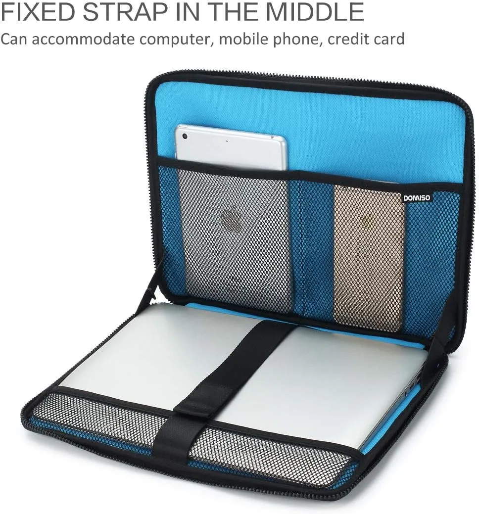 DOMISO 15.6 Inch Shockproof Waterproof Laptop Sleeve with Strap Lightweight Soft EVA Tablet Case for 15.6" Laptops/Apple/Lenovo IdeaPad/Acer Aspire E15 / HP Envy 15 / Dell, Black