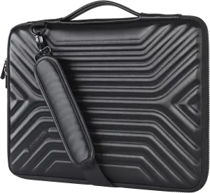 DOMISO 15.6 Inch Shockproof Waterproof Laptop Sleeve with Strap Lightweight Soft EVA Tablet Case for 15.6" Laptops/Apple/Lenovo IdeaPad/Acer Aspire E15 / HP Envy 15 / Dell, Black