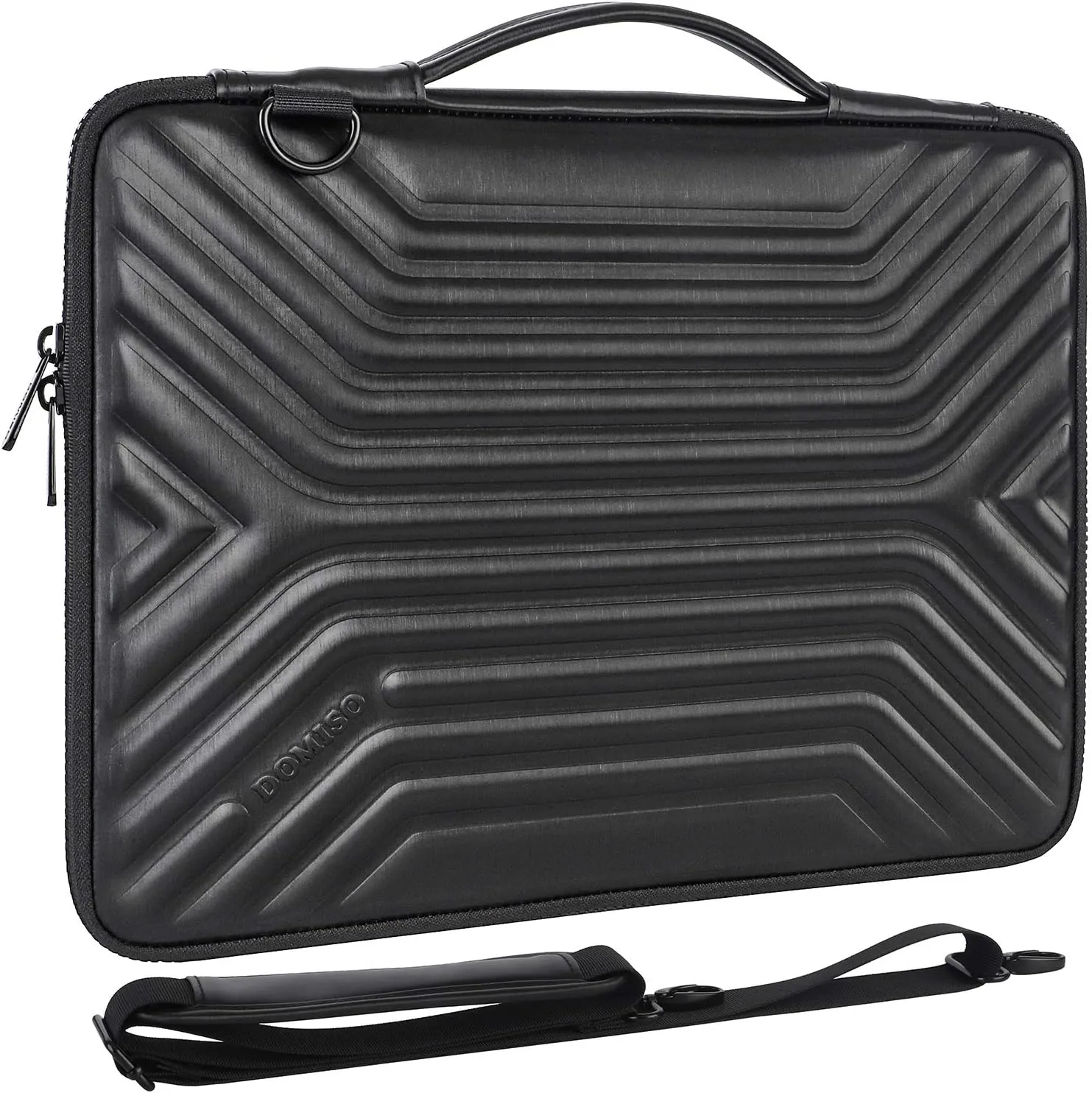 DOMISO 15.6 Inch Shockproof Waterproof Laptop Sleeve with Strap Lightweight Soft EVA Tablet Case for 15.6" Laptops/Apple/Lenovo IdeaPad/Acer Aspire E15 / HP Envy 15 / Dell, Black