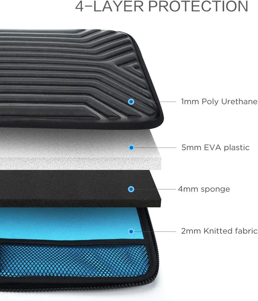 DOMISO 15.6 Inch Shockproof Waterproof Laptop Sleeve with Strap Lightweight Soft EVA Tablet Case for 15.6" Laptops/Apple/Lenovo IdeaPad/Acer Aspire E15 / HP Envy 15 / Dell, Black