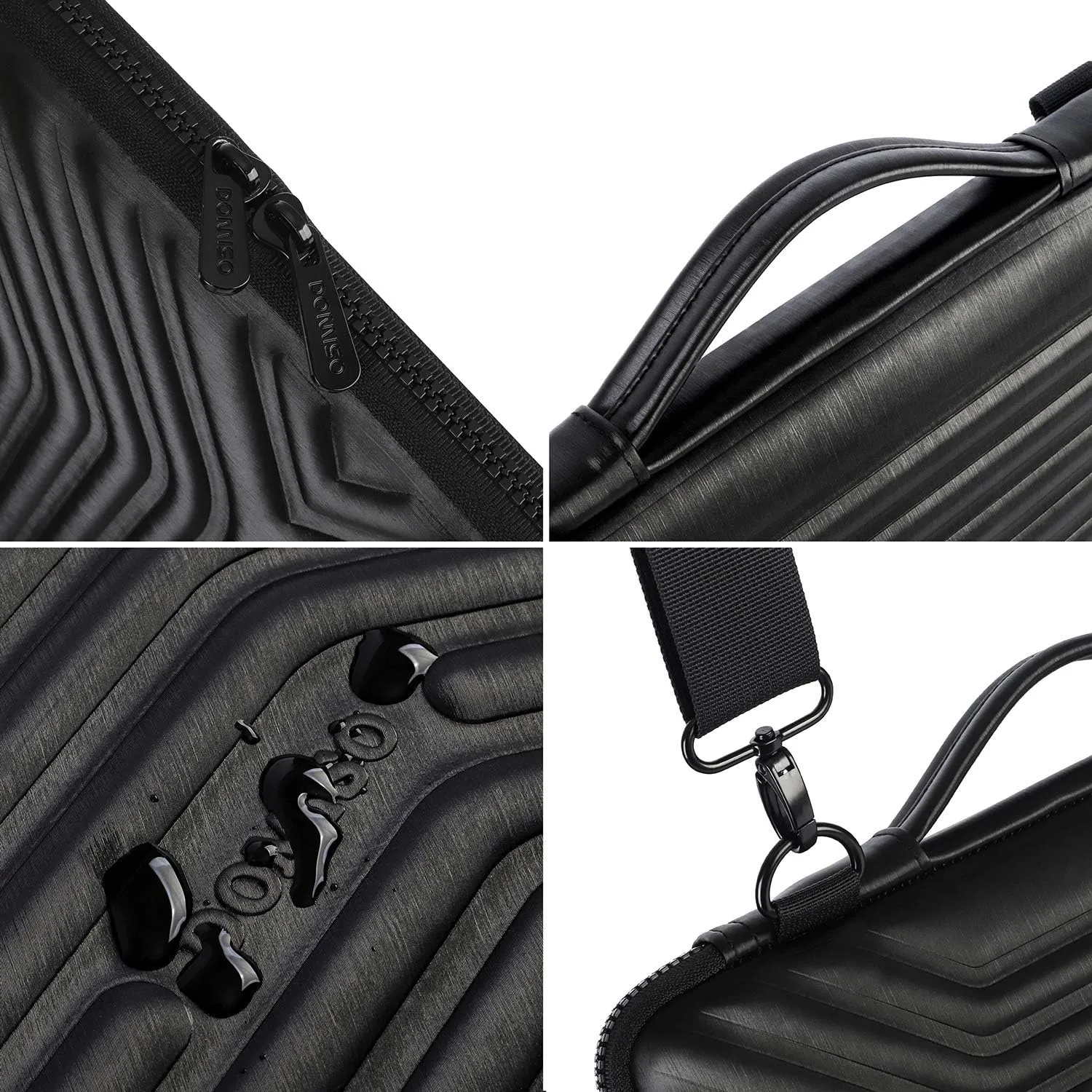 DOMISO 15.6 Inch Shockproof Waterproof Laptop Sleeve with Strap Lightweight Soft EVA Tablet Case for 15.6" Laptops/Apple/Lenovo IdeaPad/Acer Aspire E15 / HP Envy 15 / Dell, Black