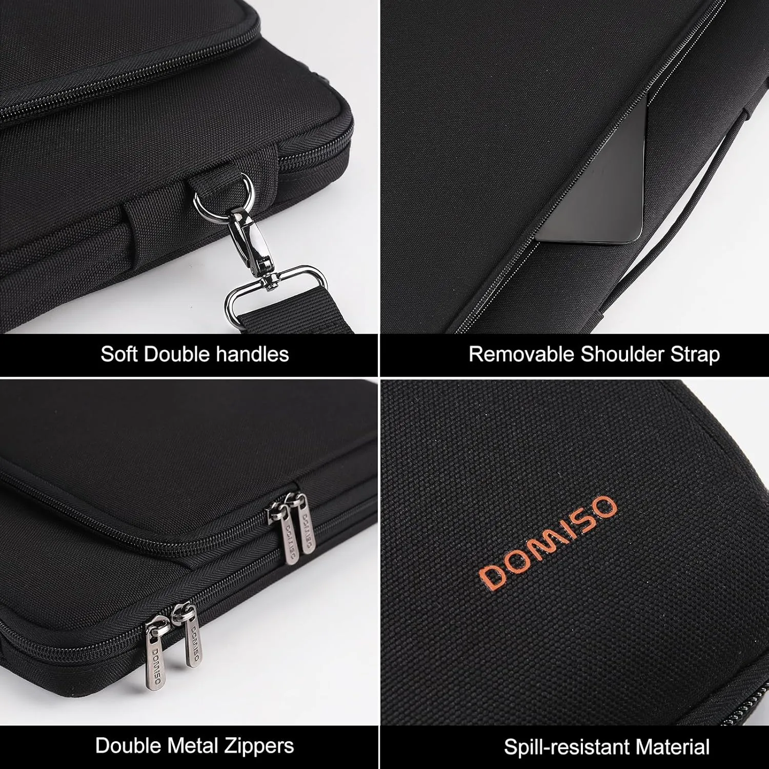 DOMISO 16 Inch Laptop Bag Cover Waterproof Notebook Shockproof Sleeve Case Shoulder Bag Protective Cover for 16" Dell/HP Pavilion Envy/ThinkPad IdeaPad/ASUS Vivobook,Black