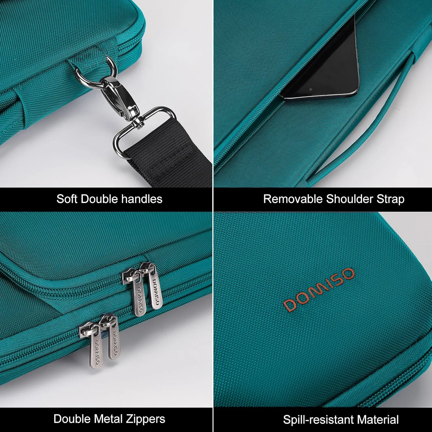 DOMISO 16 Inch Laptop Bag Cover Waterproof Notebook Shockproof Sleeve Case Shoulder Bag Protective Cover for 16" Dell/HP Pavilion Envy/ThinkPad IdeaPad/ASUS Vivobook,Turquoise