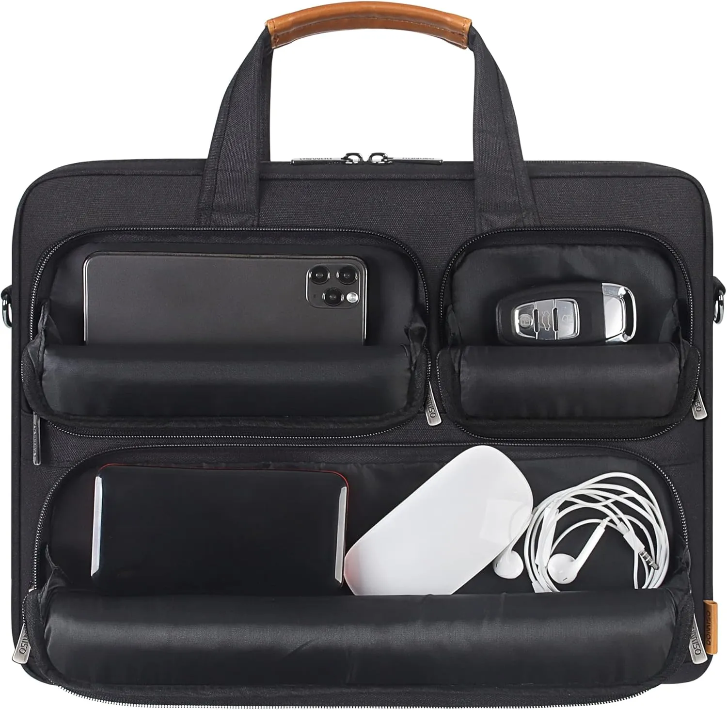 DOMISO 17-17.3 Inch Laptop Bag Business Briefcase with Shoulder Strap Messenger Bag Compatible with 17" Laptops/17.3" HP Pavilion/MSI GS73VR Stealth Pro/Dell Inspiron 17/Acer/ASUS,Black