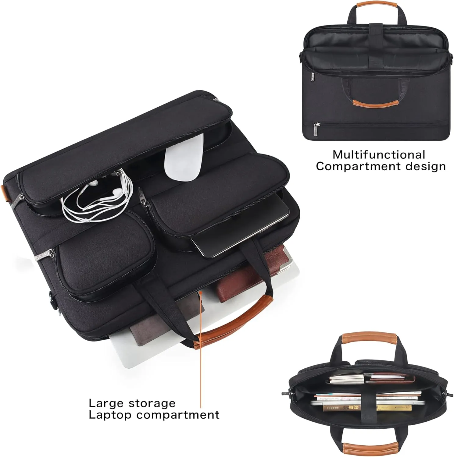 DOMISO 17-17.3 Inch Laptop Bag Business Briefcase with Shoulder Strap Messenger Bag Compatible with 17" Laptops/17.3" HP Pavilion/MSI GS73VR Stealth Pro/Dell Inspiron 17/Acer/ASUS,Black