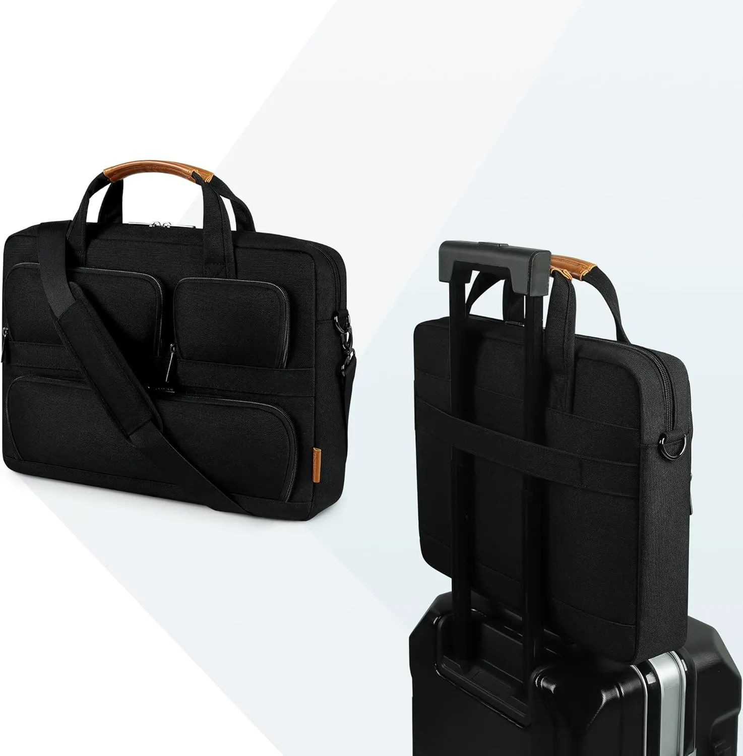 DOMISO 17-17.3 Inch Laptop Bag Business Briefcase with Shoulder Strap Messenger Bag Compatible with 17" Laptops/17.3" HP Pavilion/MSI GS73VR Stealth Pro/Dell Inspiron 17/Acer/ASUS,Black