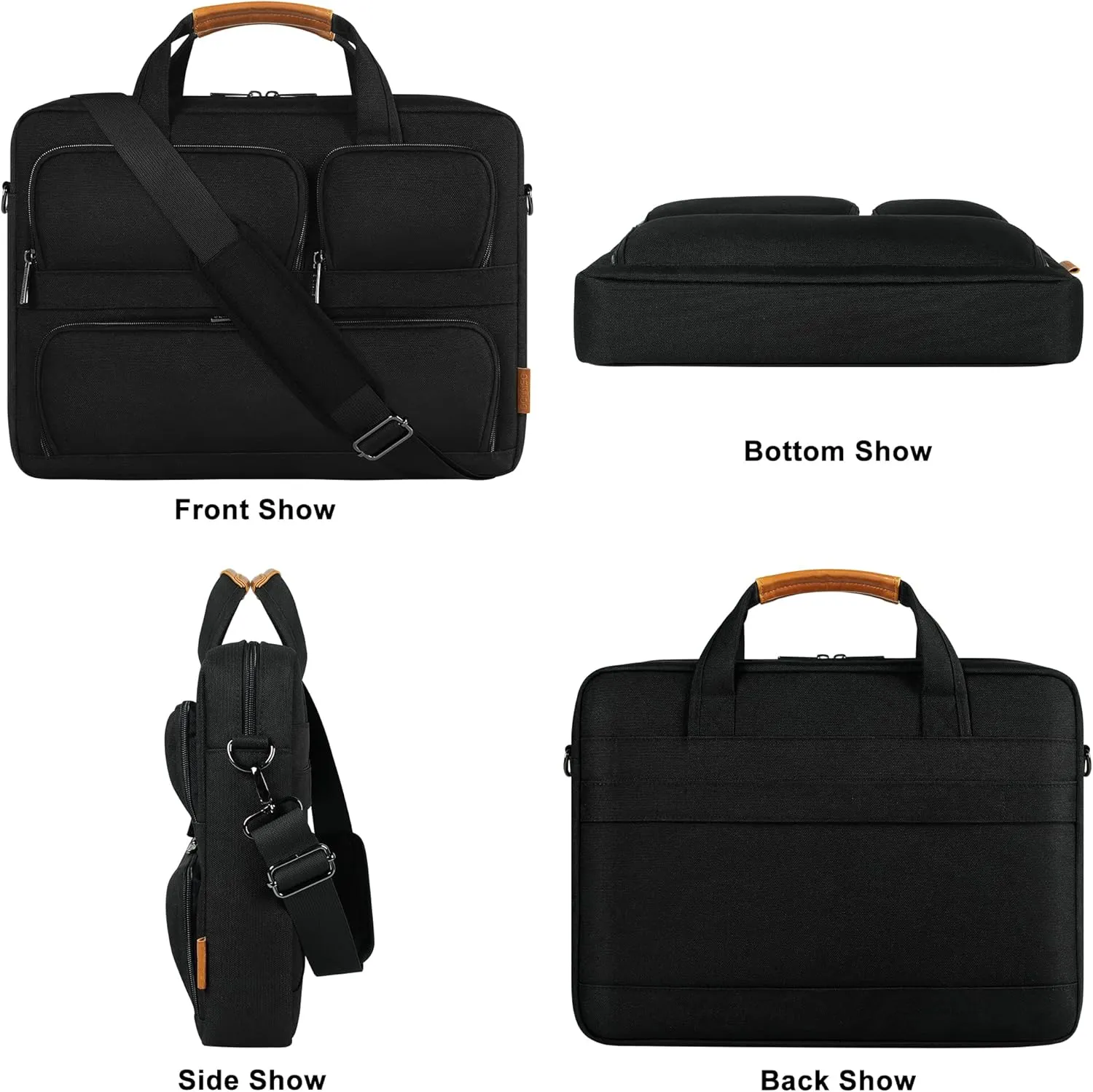 DOMISO 17-17.3 Inch Laptop Bag Business Briefcase with Shoulder Strap Messenger Bag Compatible with 17" Laptops/17.3" HP Pavilion/MSI GS73VR Stealth Pro/Dell Inspiron 17/Acer/ASUS,Black