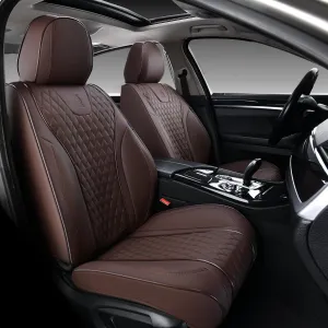 Doogo Car Seat Covers, Universal Front Seat Covers, Waterproof Napa Leather Seat Cushions, Automotive Seat Covers Protectors for Most Cars Trucks SUV (Coffee,Front Pair)