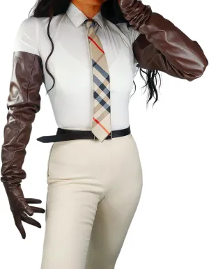 DooWay Women Fashion Super Long Leather Gloves Oversize Loose Shoulder Length PU 35 Inches Adult Unisex