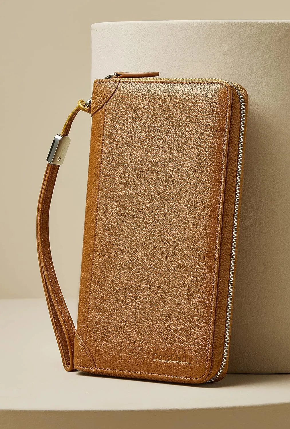 DORIS&JACKY Women Leather Wallet Rfid Blocking Large Capacity Zipper Around Travel Wristlet Bags